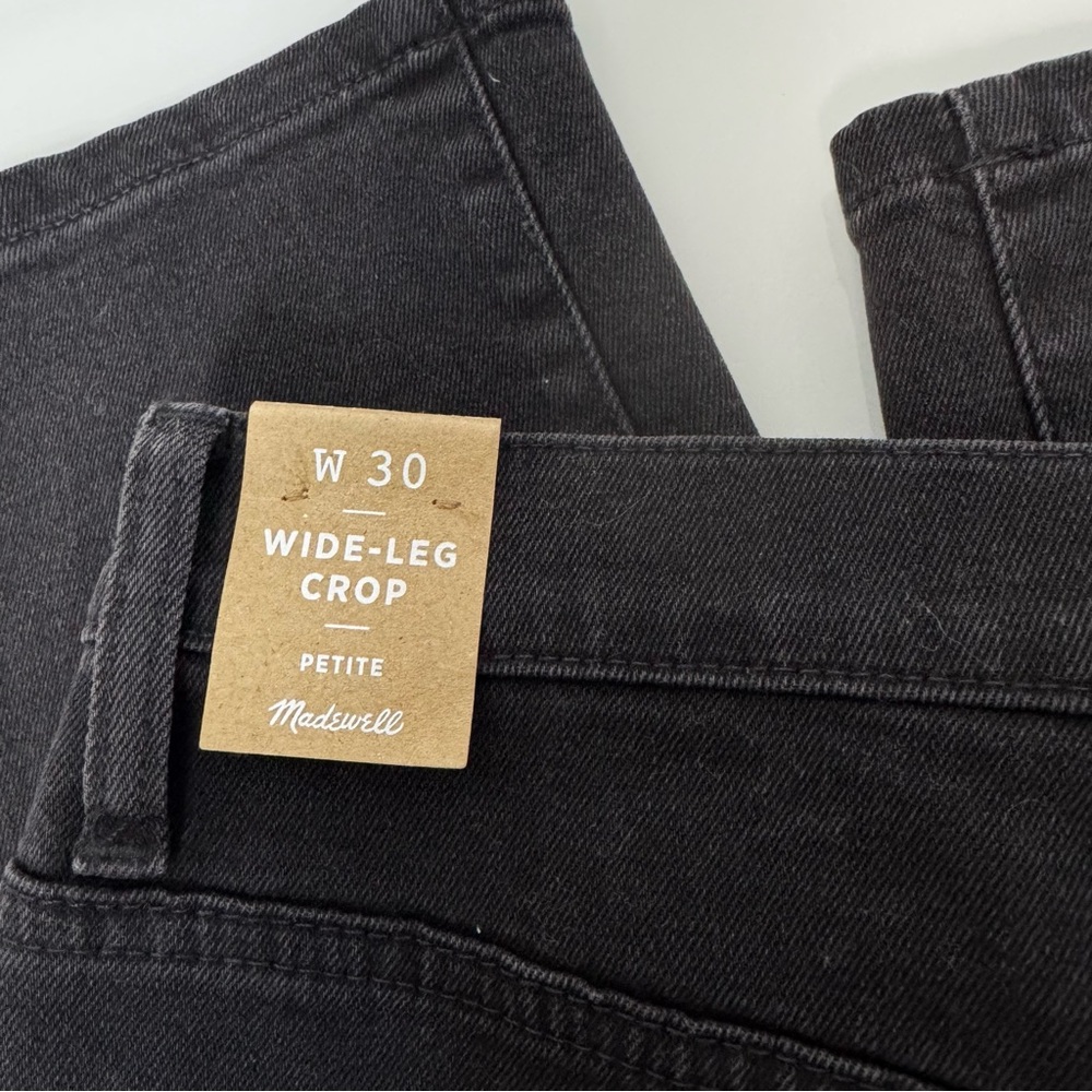 Madewell Black Wide Leg Crop Jeans Size 30P - Picture 4 of 7